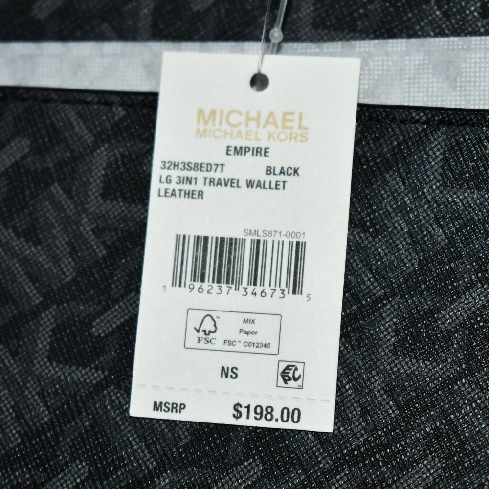 MICHAEL Kors LARGE Travel Leather Wallet in Black #32H3S8ED7T NWT Details: Leath - Picture 4 of 7